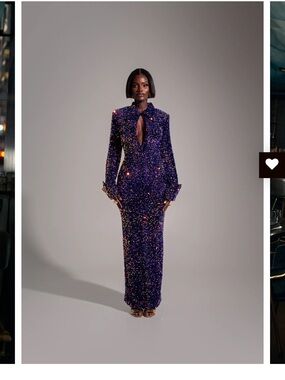 OFUURE KALI Purple Sequin Maxi Dress with Keyhole